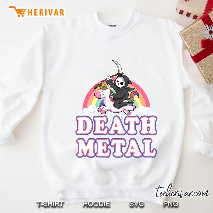Death Metal Rainbow Grim Reaper Unicorn White Version Sweatshirt