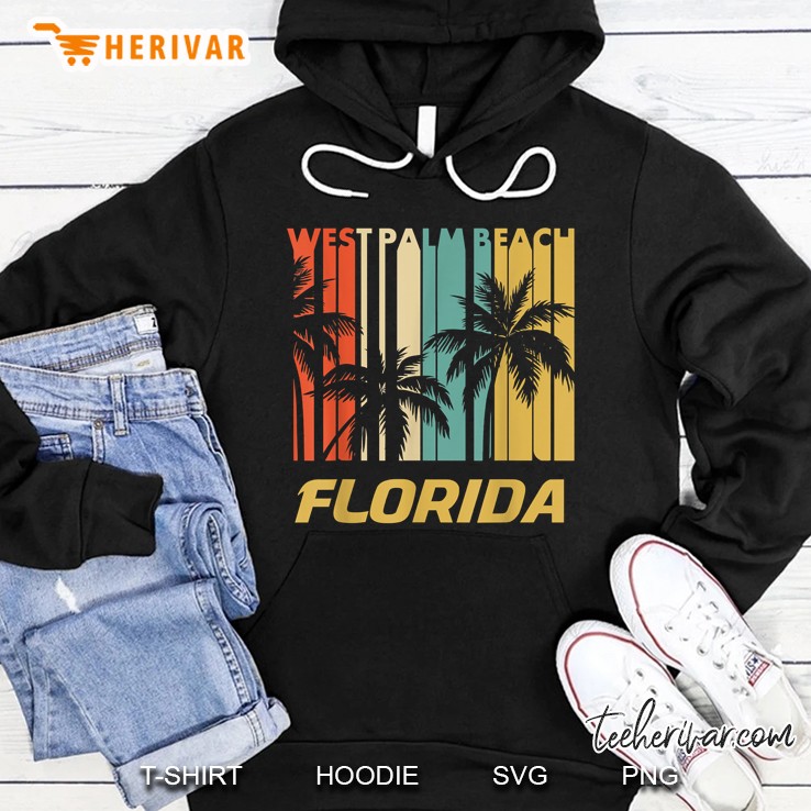 West Palm Beach Florida Palm Trees Vintage Version Hoodie