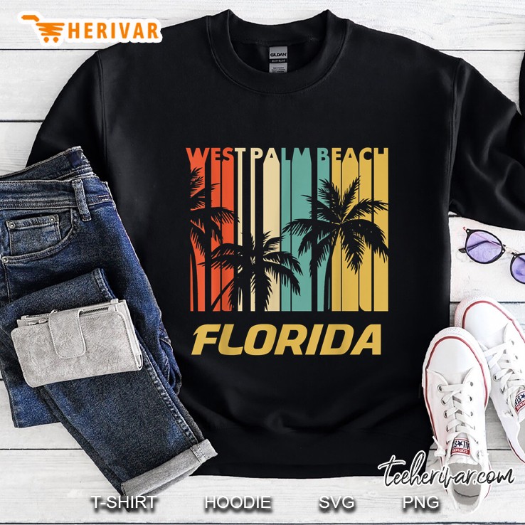 West Palm Beach Florida Palm Trees Vintage Version Sweatshirt
