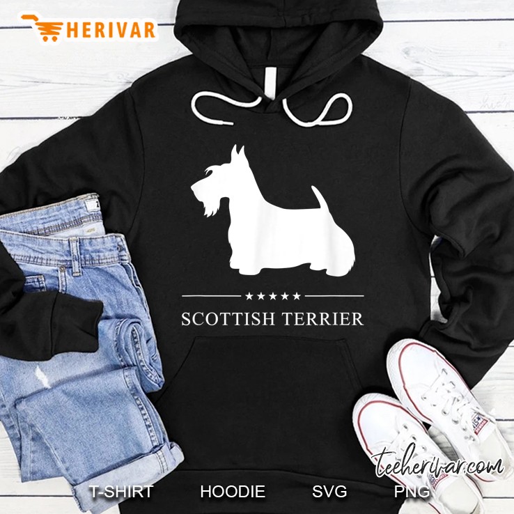 Scottish Terrier Dog White Silhouette Hoodie