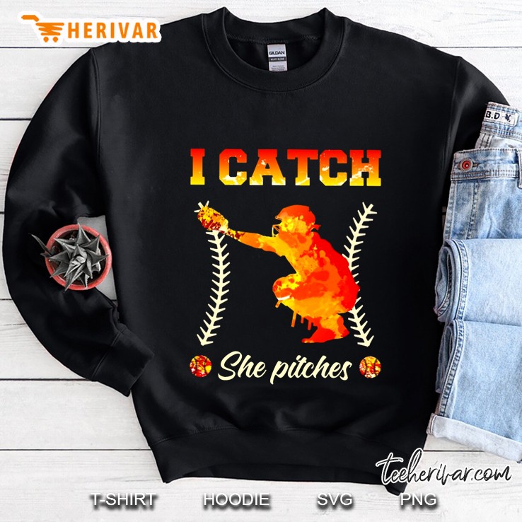I Catch She Pitches Baseball Player Silhouette Version Sweatshirt
