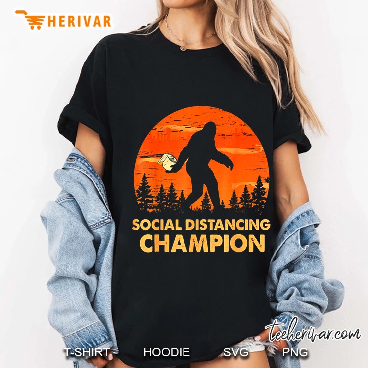 Social Distancing Champion Bigfoot Silhouette Version Ladies Tee