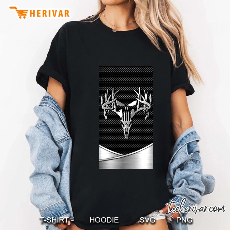 Deer Head And Skull Silhoutte Ladies Tee