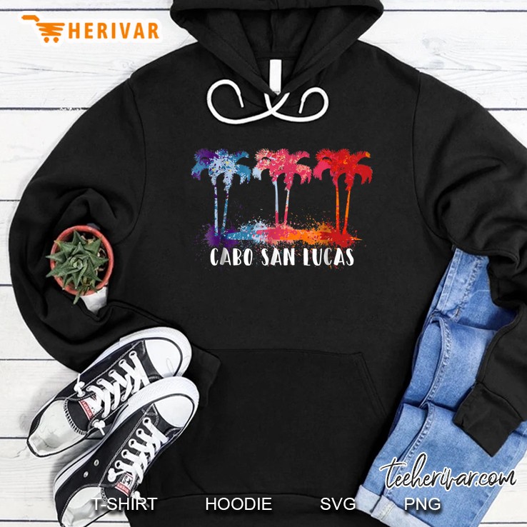 Cabo San Lucas Palm Tree Tropical Splatter Hoodie