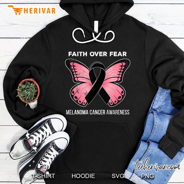 Faith Over Fear Melanoma Cancer Awareness Butterfly Version Hoodie