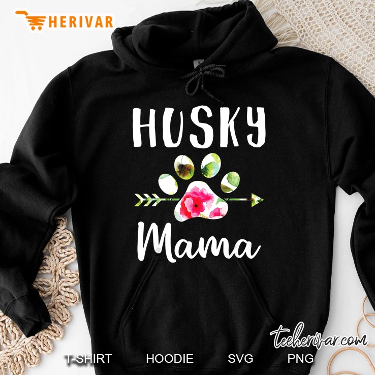 Husky Mama Siberian Husky Mom Arrow Paw Floral Version Hoodie