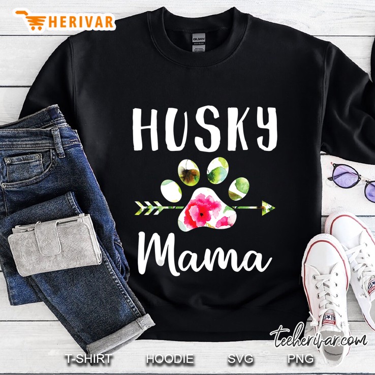 Husky Mama Siberian Husky Mom Arrow Paw Floral Version Sweatshirt