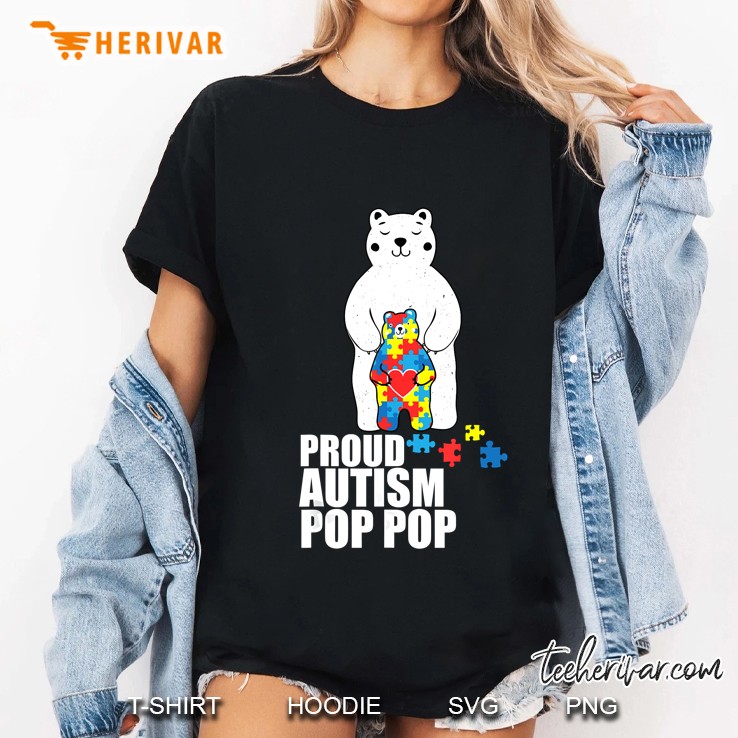 Proud Autism Pop Pop Bear Version Ladies Tee