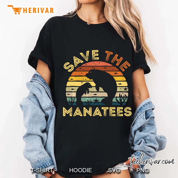Save The Manatees Manatees Silhouette Vintage Version Ladies Tee