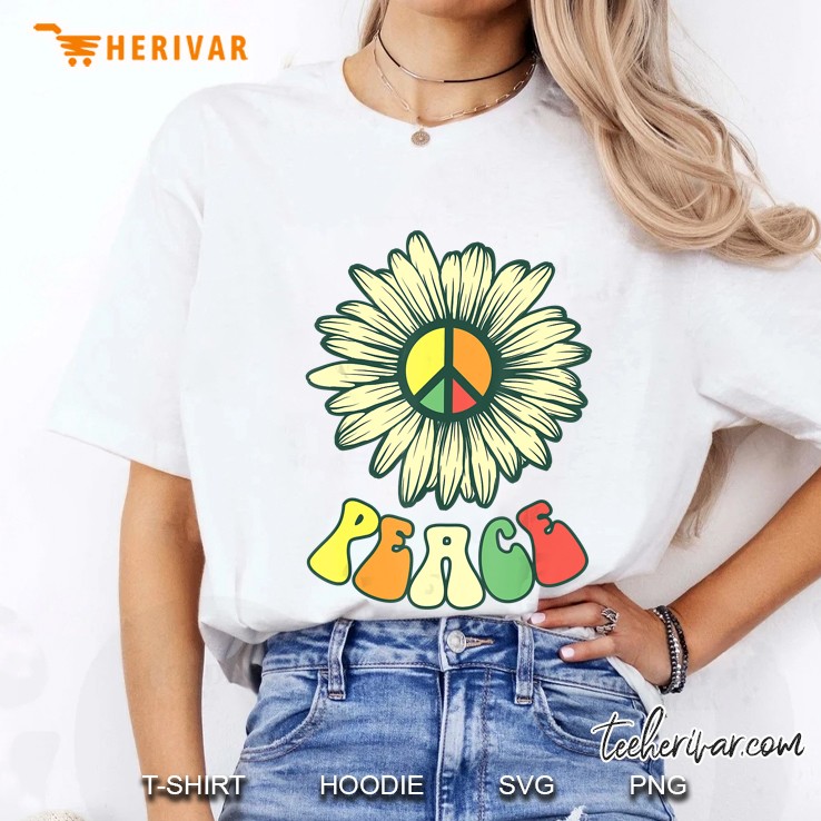 Hippie Hippies Peace Sunflower White Version Ladies Tee