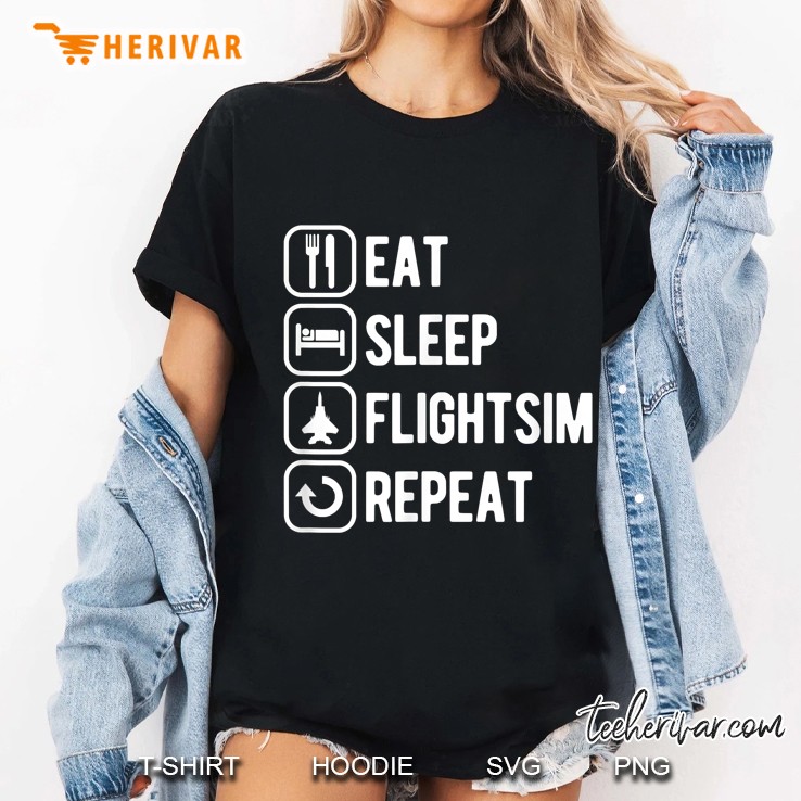 Eat Sleep Flightsim Repeat Flight Simulator Ladies Tee