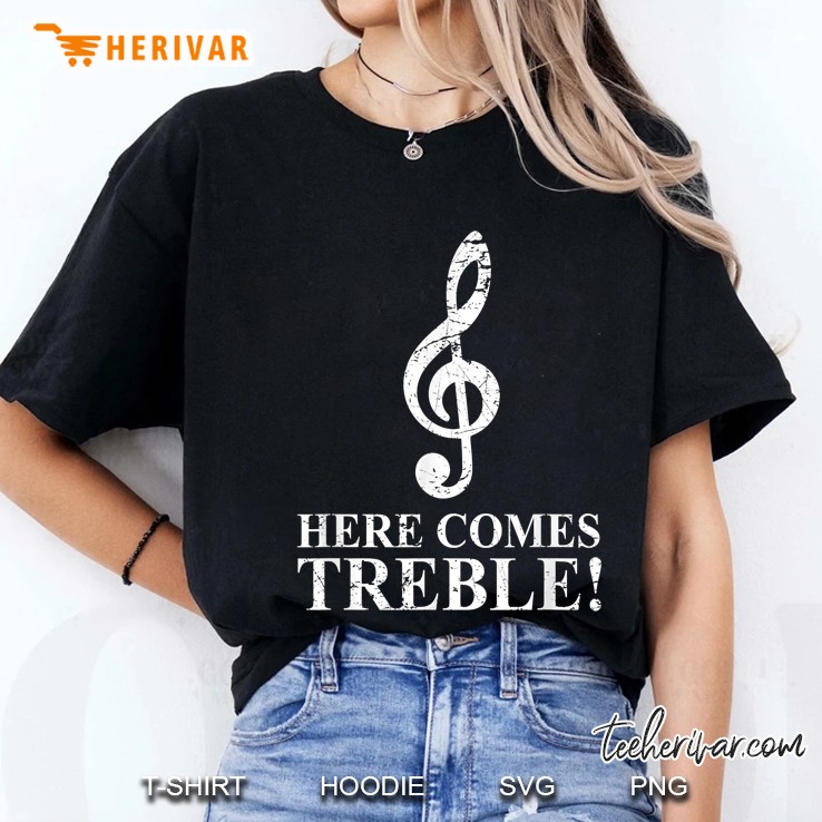 Here Comes Treble Treble Clef Grunge Version Ladies Tee
