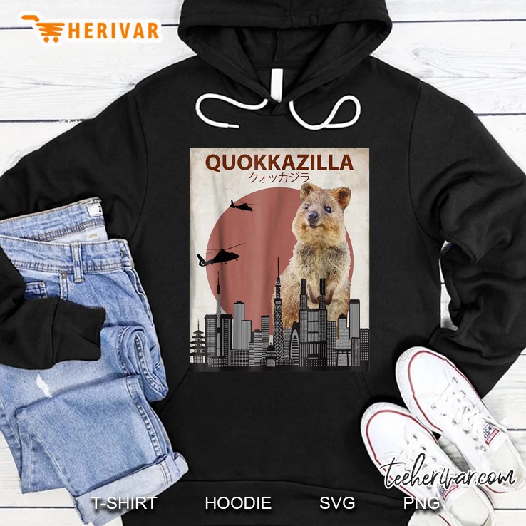 Quokkazilla Giant Quokka Katakana Japanese Flag Version Hoodie