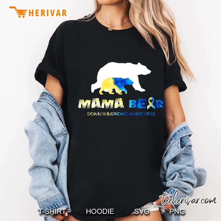 Mama Bear Down Syndrome Awareness Bear Silhouette Version Ladies Tee