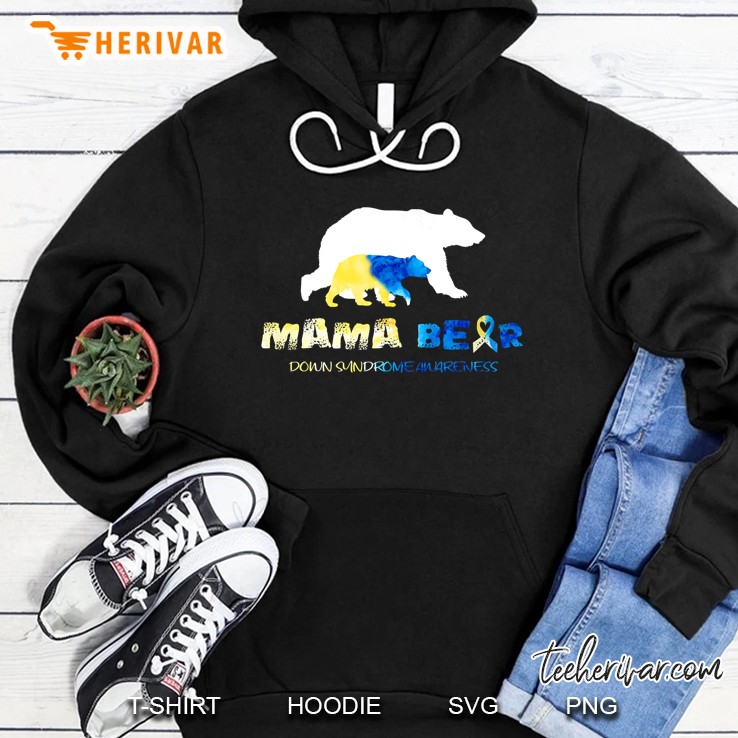 Mama Bear Down Syndrome Awareness Bear Silhouette Version Hoodie