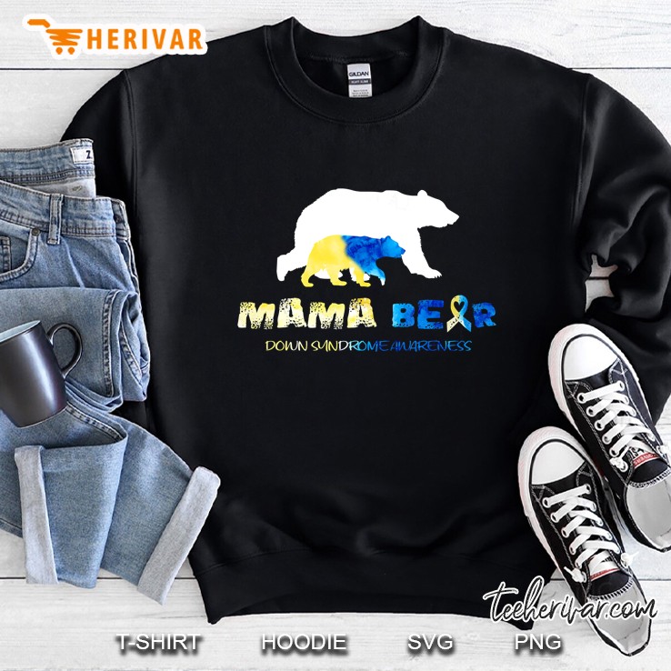 Mama Bear Down Syndrome Awareness Bear Silhouette Version Sweatshirt