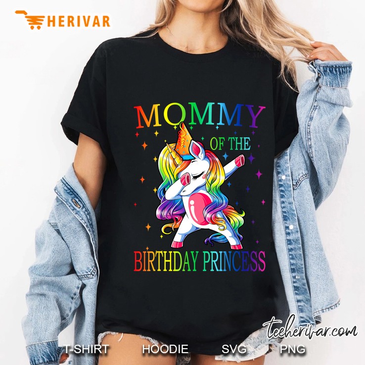 Mommy Of The Birthday Princess Dabbing Unicorn Version Ladies Tee