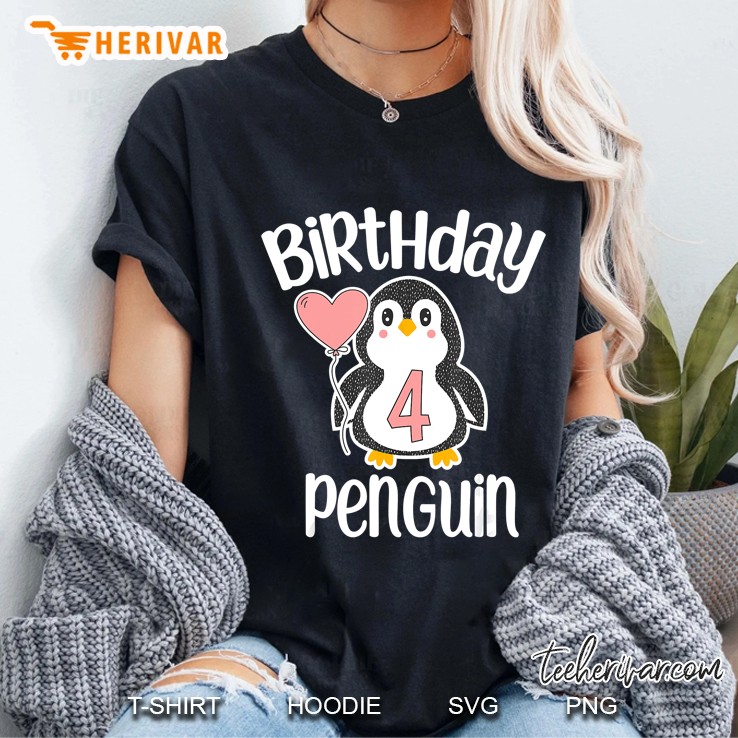 Birthday Penguin 4th Birthday Ladies Tee