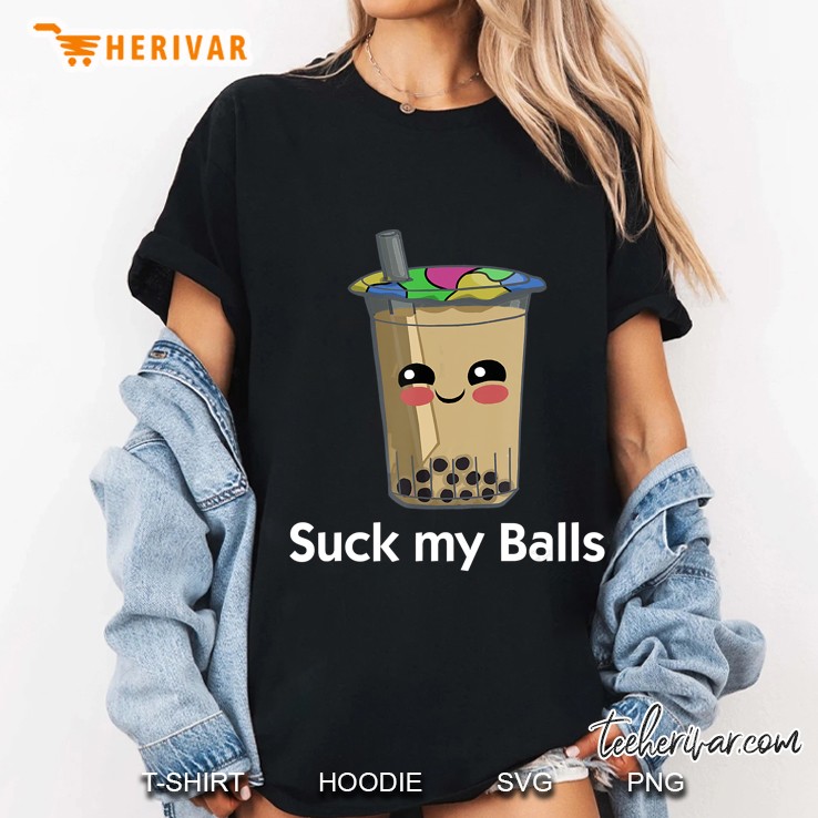 Boba Tea Suck My Balls Bubble Drink Ladies Tee