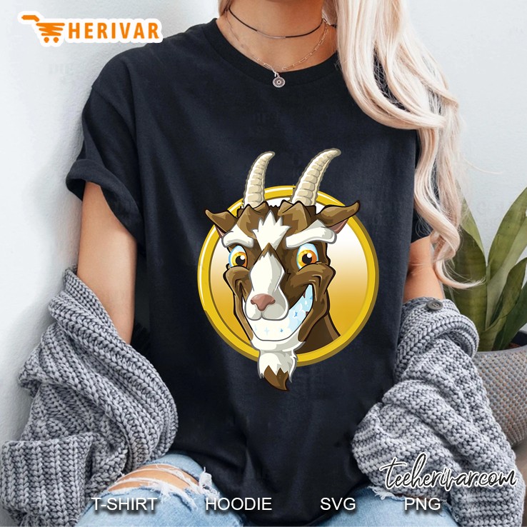 Goat Logo Funny Goat Smiling Ladies Tee