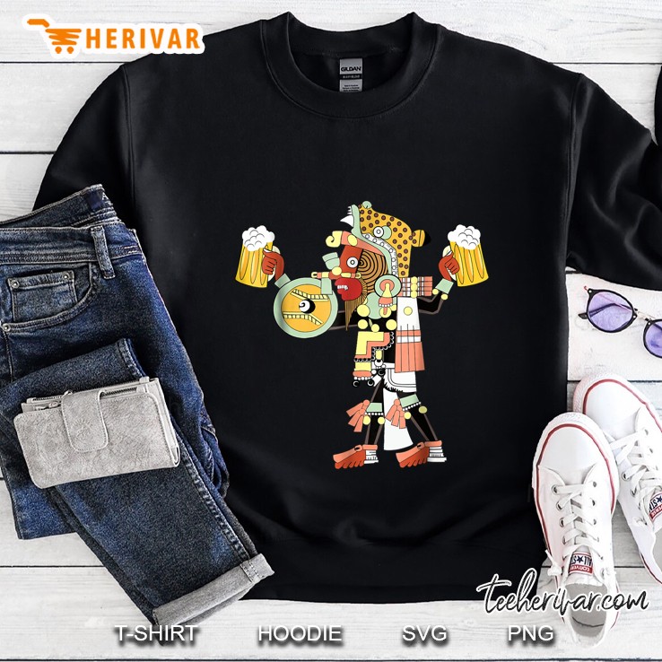 Jaguar Warrior Beer Drinking Aztec Maya Sweatshirt