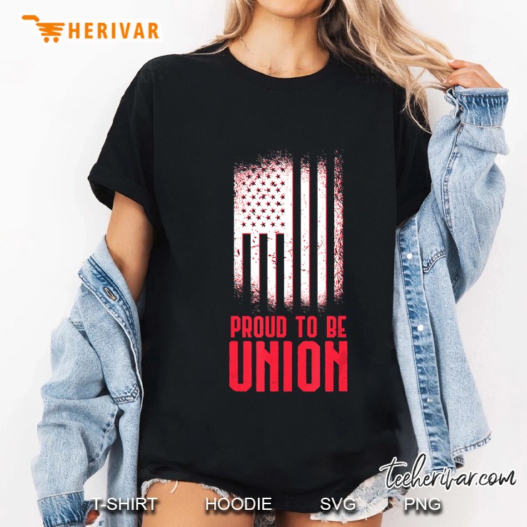 Proud To Be Union Skilled Labor Worker American Flag Version Ladies Tee
