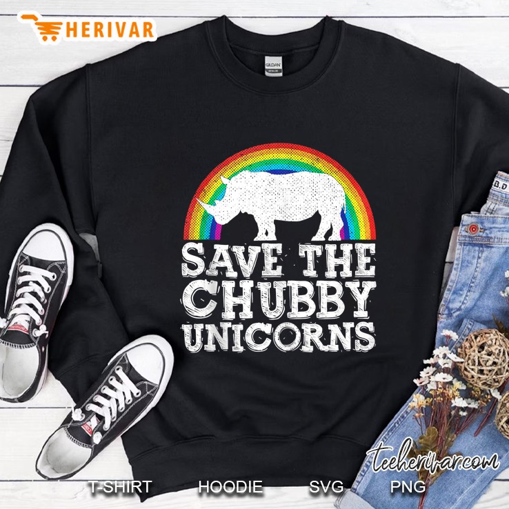 Save The Chubby Unicorns Rhino Silhouette Rainbow Version Sweatshirt