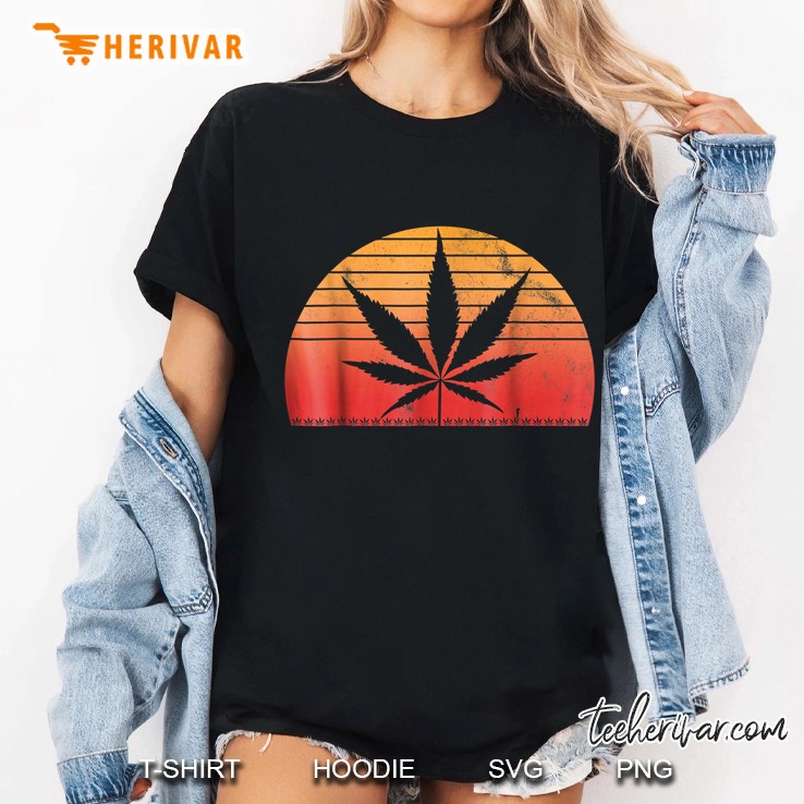 Vintage Weed Retro Marijuana Cannabis Ganja Sun Ladies Tee