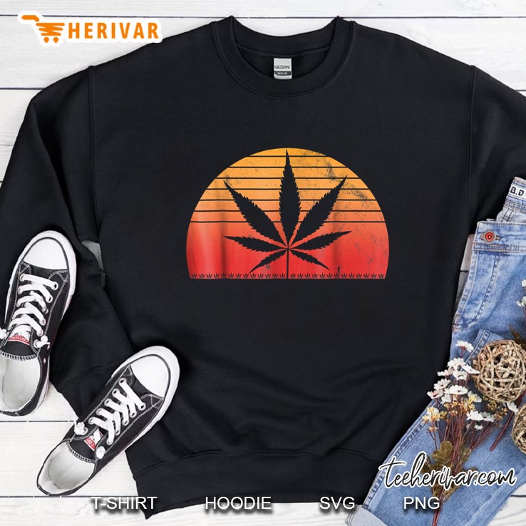 Vintage Weed Retro Marijuana Cannabis Ganja Sun Sweatshirt
