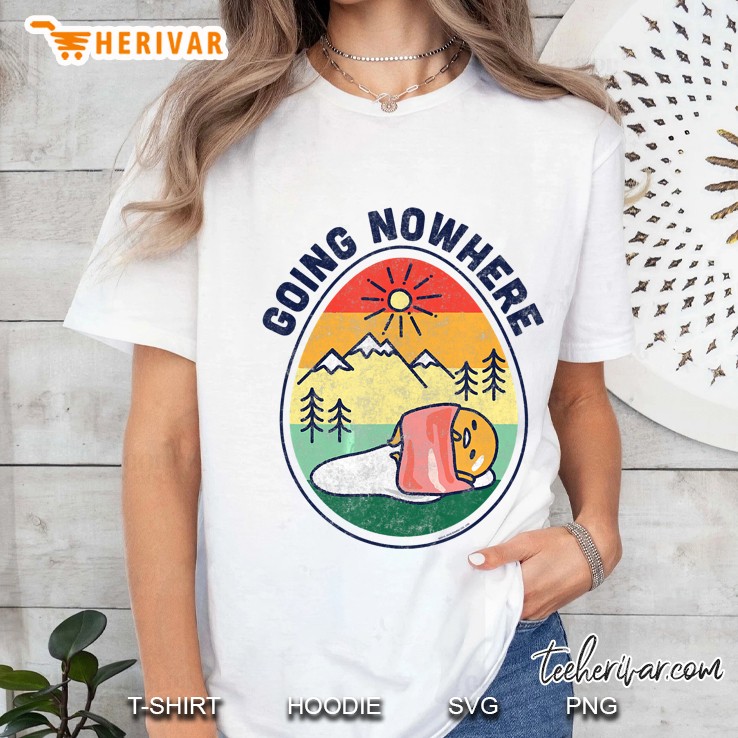 Going Nowhere Gudetama Lazy Egg Camping Vintage Version Ladies Tee