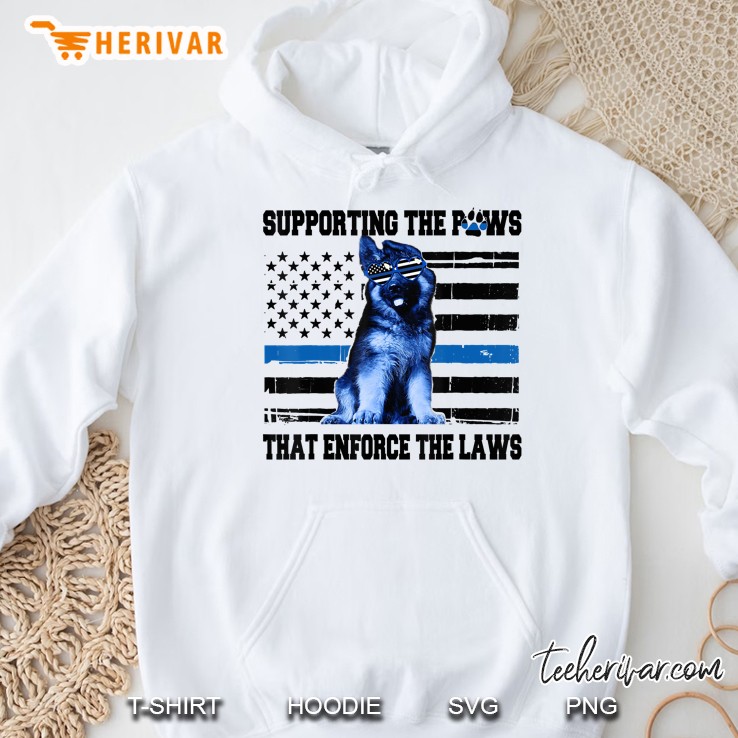 Supporting The Paws That Enforce The Laws Police Dog American Flag Version Hoodie