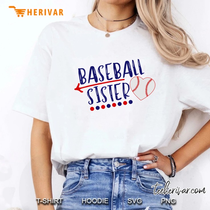 Baseball Sister With Arrow Dots Baseball Heart White Version Ladies Tee