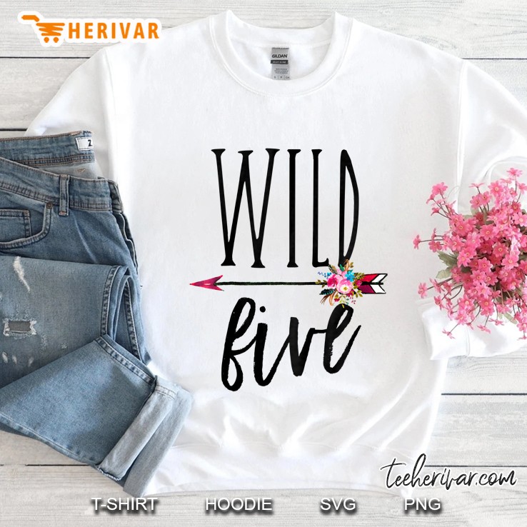 Wild Five Boho Floral 5 Year Old Birthday Sweatshirt