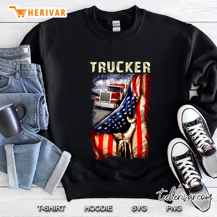 Trucker American Flag Truck Driver Sweatshirt