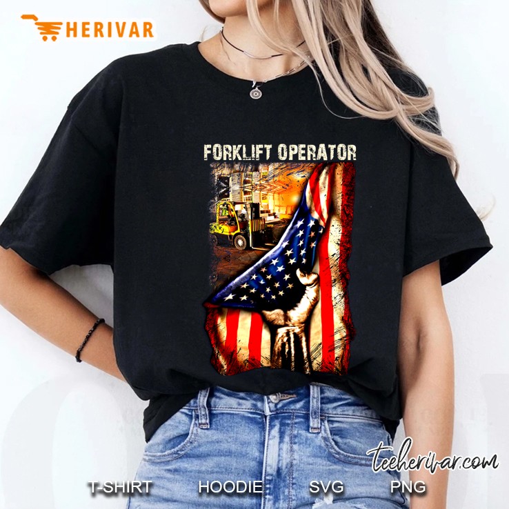 Forklift Operator American Flag Version Ladies Tee