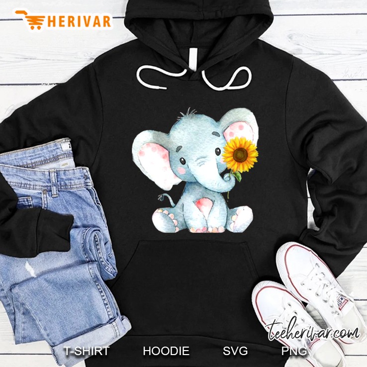 Baby Elephant With Sunflower Hoodie