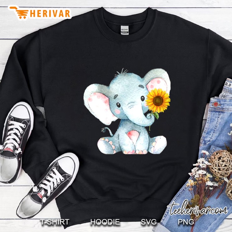 Baby Elephant With Sunflower Sweatshirt