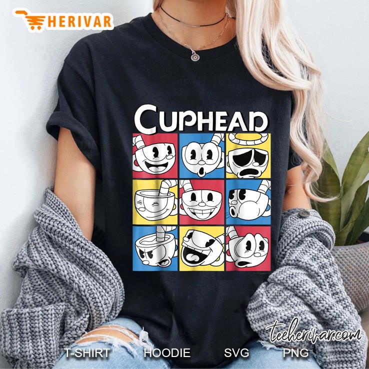 Cuphead Nine Squares Of Different Emotions Version Ladies Tee