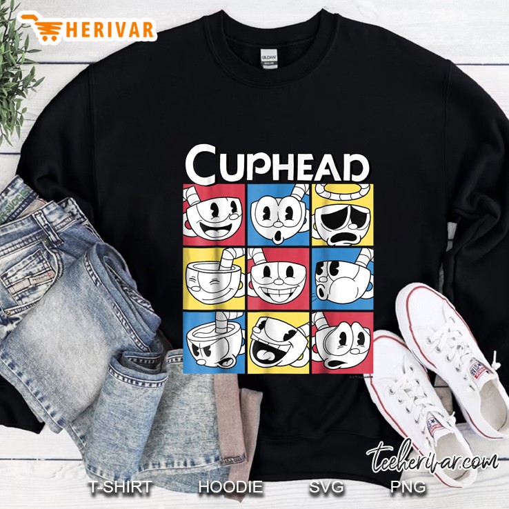 Cuphead Nine Squares Of Different Emotions Version Sweatshirt