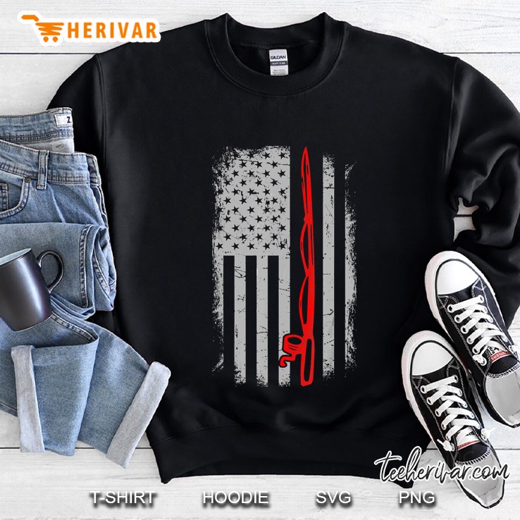 Firefighter Fisherman Red Line American Flag Grunge Version Sweatshirt