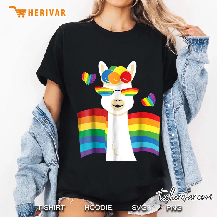 Lgbtq Pride Llama Rainbow Flag Ladies Tee