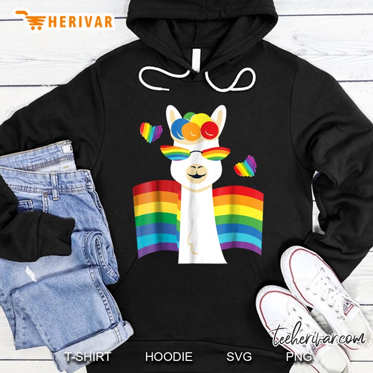 Lgbtq Pride Llama Rainbow Flag Hoodie