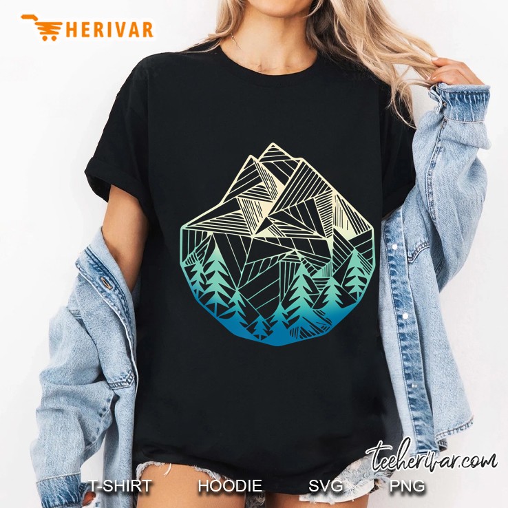 Minimal Mountains Geometry Outdoor Hiking Ladies Tee