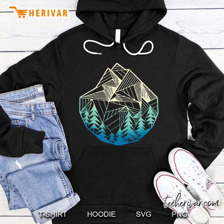 Minimal Mountains Geometry Outdoor Hiking Hoodie