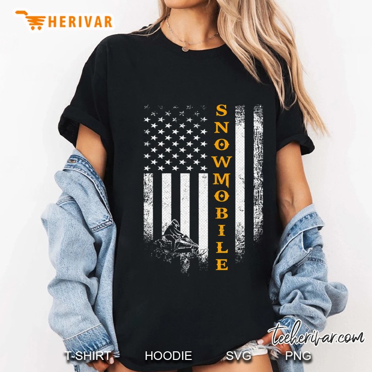 Snowmobile American Flag Version2 Ladies Tee