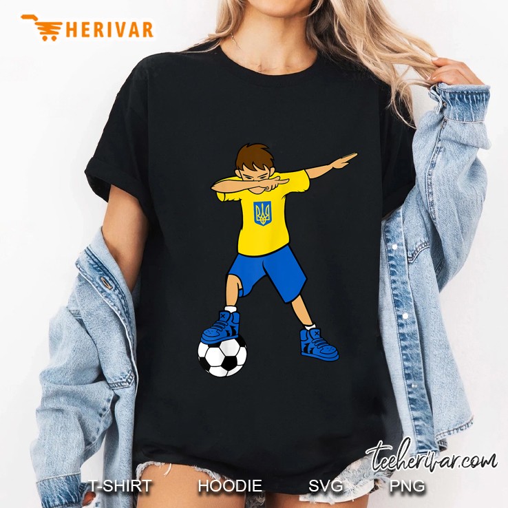 Dabbing Soccer Boy Ukraine Football Ladies Tee