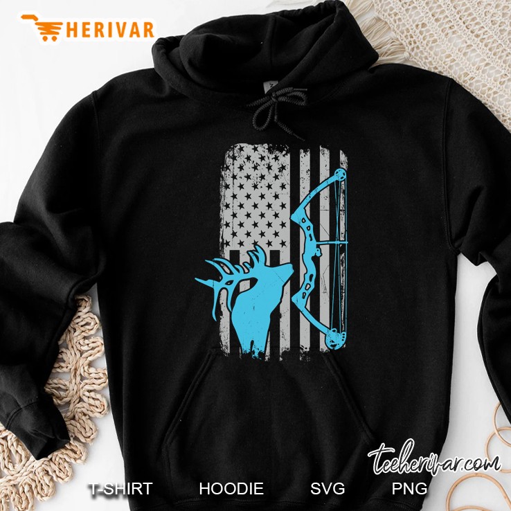 Elk Silhouette And Bow American Flag Version Hoodie