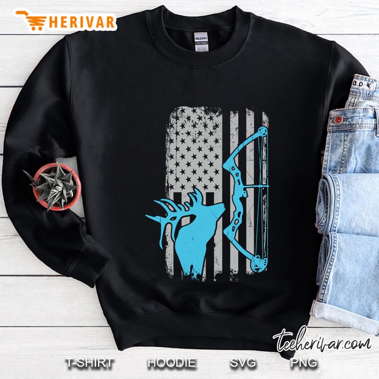 Elk Silhouette And Bow American Flag Version Sweatshirt