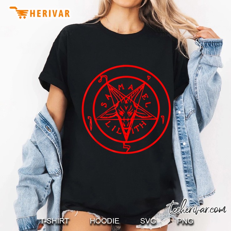 Sigil Of Baphomet With Goat Head Samael Lilith Ladies Tee