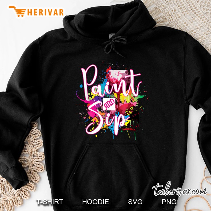 Paint And Sip Art Night Wine Canvas Hoodie